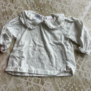 Zara | White embroidered collar T-shirt 6-9m